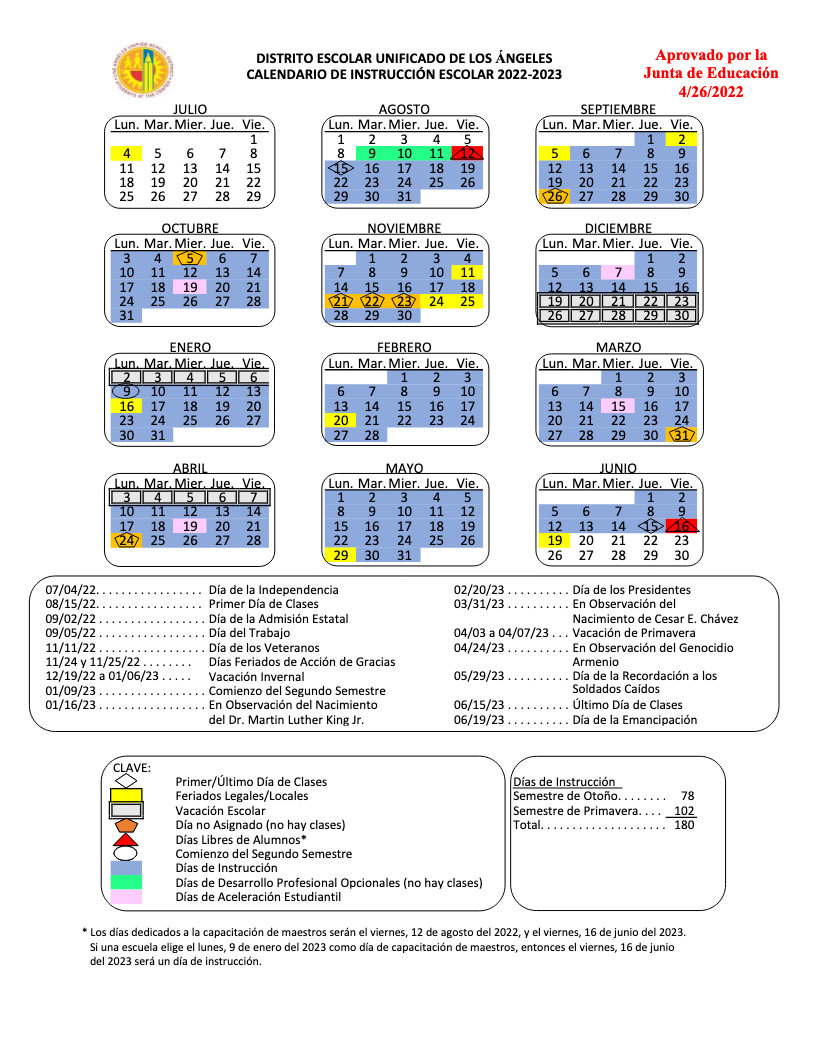 Calendar 2022-2023